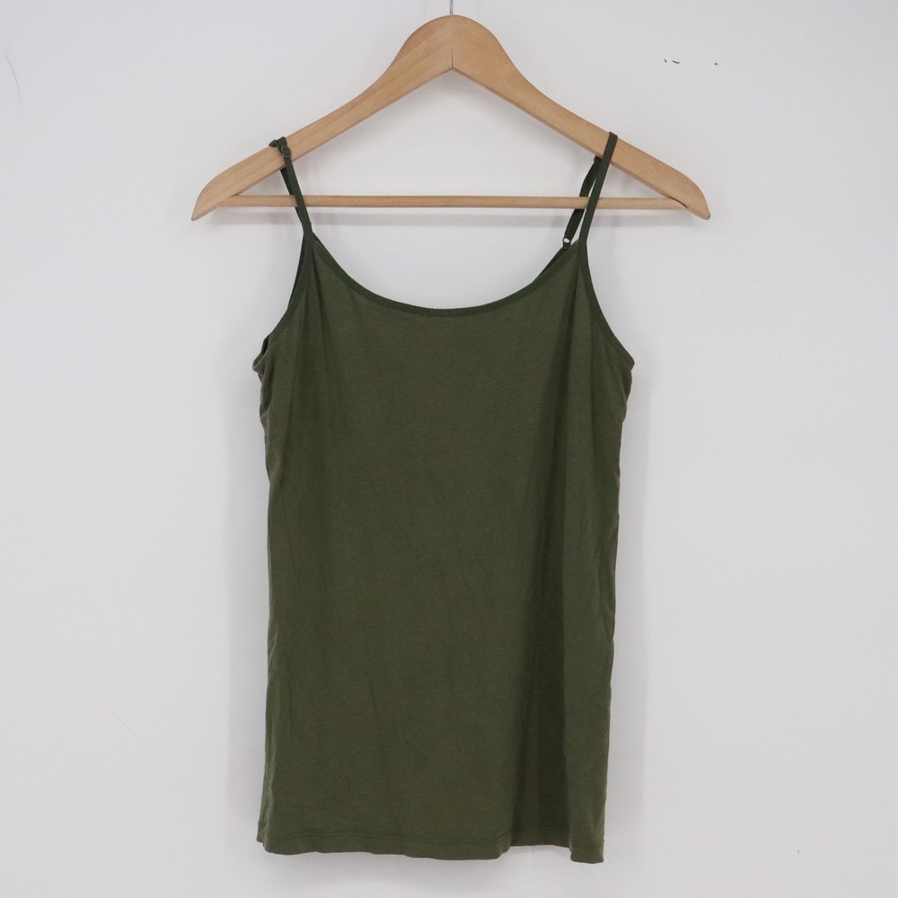 Time and Tru Cami Womens M Spaghetti Strap Olive Green Adjustable Excellent